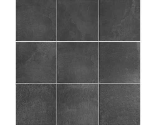 Devět čtvercových břidlicových dlaždic pro podlahové nebo stěnové krytiny.