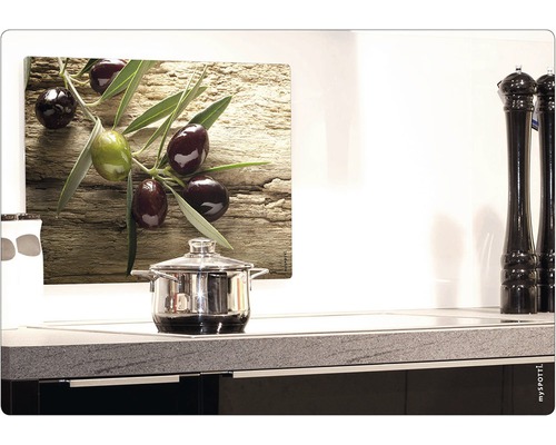 Krycí deska sporáku s motivem oliv nad hrncem