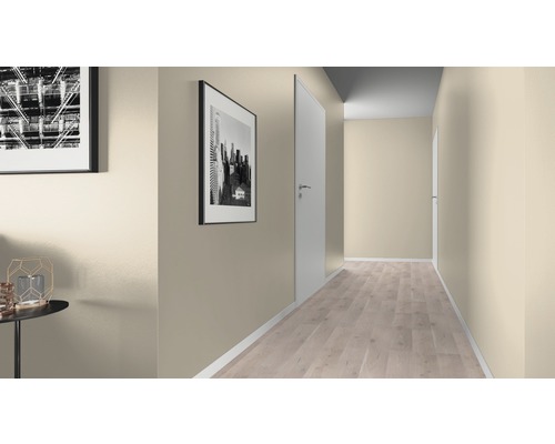 Chodba s dveřmi, laminátovou podlahou a barvou na stěny