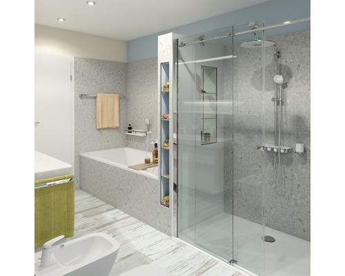 Koupelna s vanou, sprchou, bidetem a umyvadlem