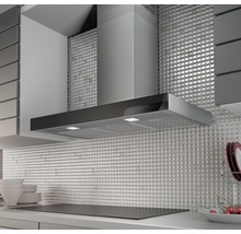 Odsavač par v moderní kuchyni s obkládanou stěnou.