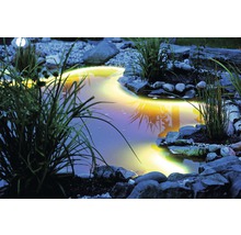 Jezírko s osvětlením, kameny a rostlinami