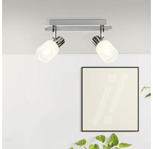 Stropní svítidlo se dvěma reflektory ze skla a kovu