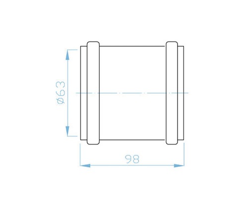 Technický výkres objímky s rozměry 63 a 98 milimetrů