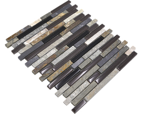 Mozaiková dlaždice s kamennými a skleněnými prvky