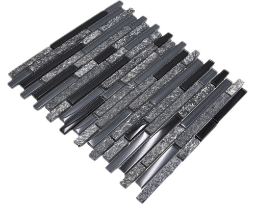 Mozaiková rohož s úzkými kameny a sklem