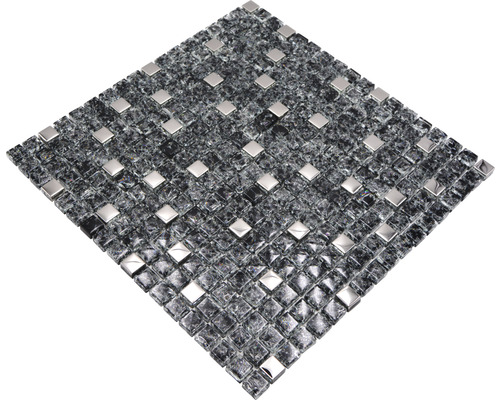 Mozaiková dlaždice se skleněnými a kovovými prvky