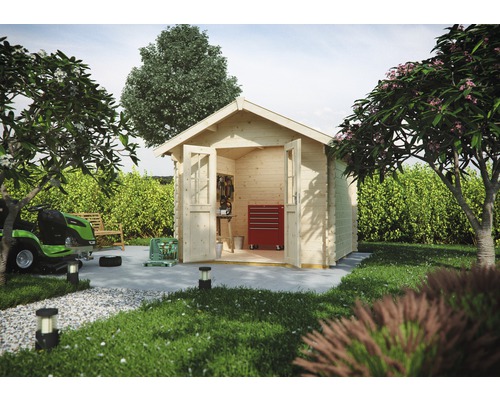 Dřevěný zahradní domek SKAN HOLZ Palma 2 přírodní 250 x 250 cm
