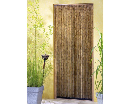 Dekorativní dveře s bambusovým závěsem a rostlinami