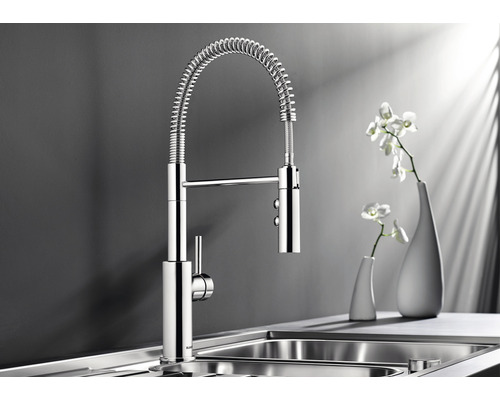 Kuchyňská baterie se spirálovým výtokem a jednopákovou směšovací baterií