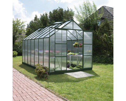 Skleník Vitavia Uranus 11500 polykarbonát 4 mm 257 x 445 cm zelený vč. základového rámu