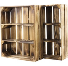 Dvě dřevěné bedny s policemi