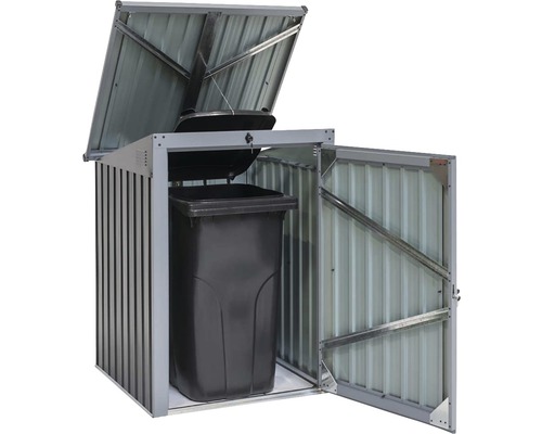 Kontejnerový box s otevřeným víkem a dveřmi