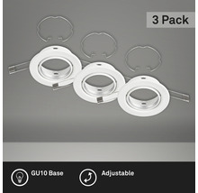 Sada tří bílých nastavitelných zapuštěných svítidel s paticí GU10