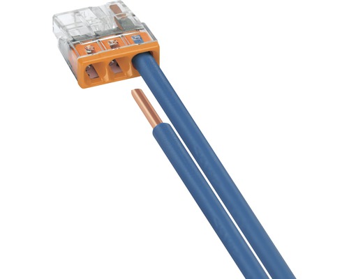 Instalační svorka se dvěma modrými kabely