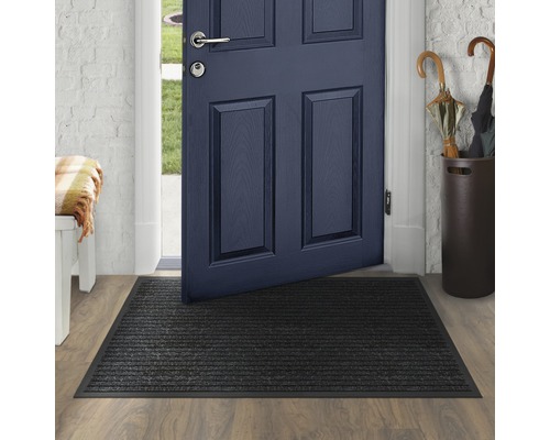 Vstupní prostor s rohožkou, dveřmi a šatnou