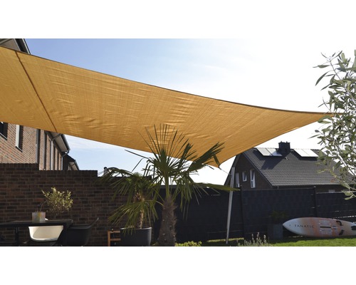 Sluneční plachta s ochranou proti UV, HDPE 180 g/m², světle žlutá 250x300 cm Obdélníková sluneční plachta z látky nad terasou