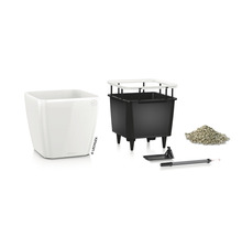 Sada květináče Lechuza Cube Glossy 14 s příslušenstvím