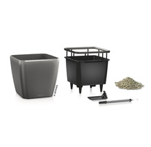 Sada květináčů Lechuza Cube Glossy Triple s příslušenstvím