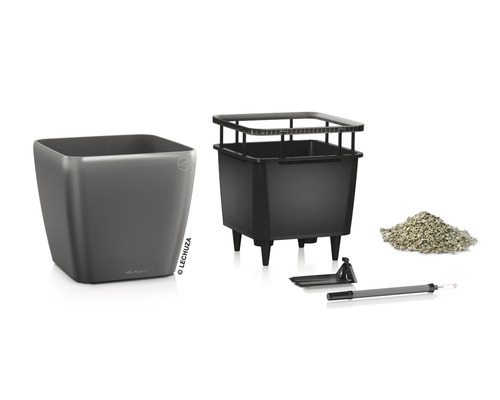 Sada květináčů Lechuza Cube Glossy Triple s příslušenstvím