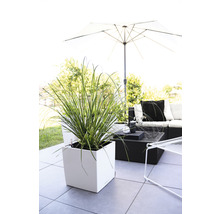 Terasa s květináčem, posezením a slunečníkem pro venkovní použití