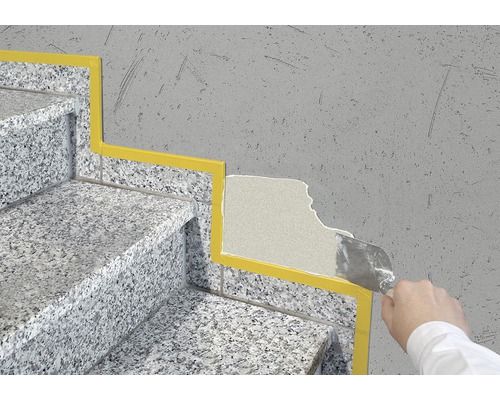 Oprava kamenných schodů pomocí tmelu