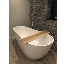 Vanová odkládací přihrádka 88 x 20 x 2 cm dub masiv masivní deska s oblinou