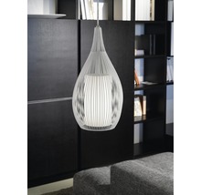 Závěsná lampa s designem ve tvaru kapky a svislými vzpěrami