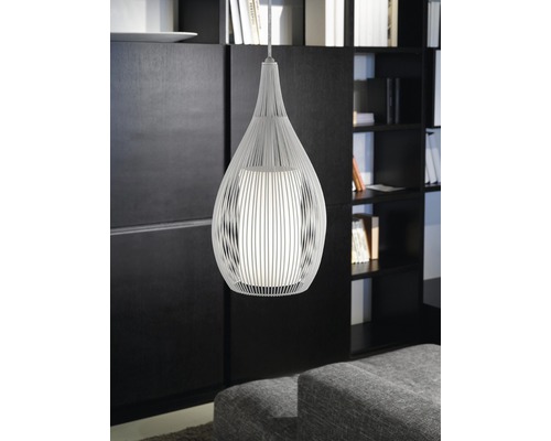 Závěsná lampa s designem ve tvaru kapky a svislými vzpěrami