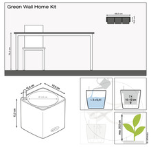Schéma s rozměry pro Green Wall Home Kit