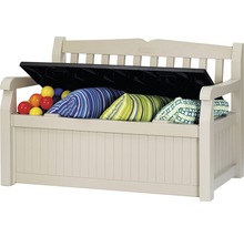 Zahradní lavice s úložným prostorem na polštáře a míče