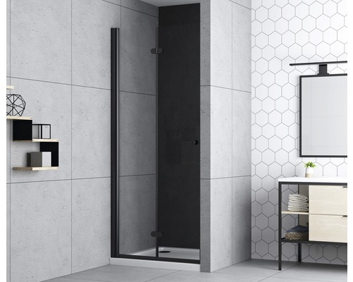 Otočné skládací sprchové dveře basano Modena black 90 cm čiré sklo barva profilu matně černá Otočné skládací sprchové dveře basano Modena black 90 cm čiré sklo barva profilu matně černá