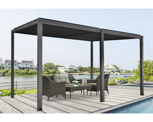 Pergola s lamelovou střechou 400x310x253 cm včetně otevíratelné lamelové střechy antracit