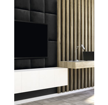 Obývací pokoj s televizí, stěnovými panely, televizní skříňkou a psacím stolem