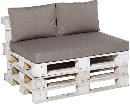 Paletová pohovka s polstrovanými podložkami a polštáři