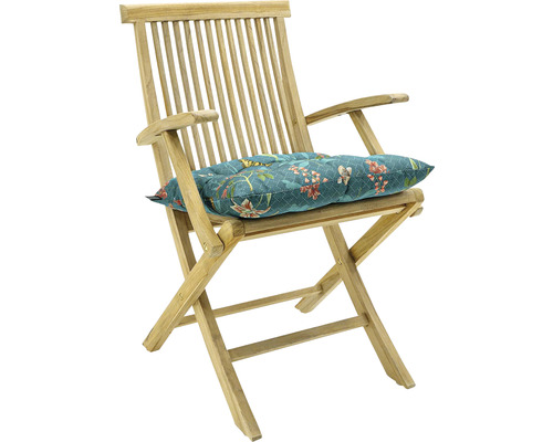 Zahradní křeslo z teakového dřeva se sedákem s květinovým vzorem