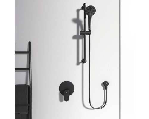 Sprchový set s ruční sprchou, sprchovou tyčí a termostatickou baterií pro montáž na stěnu