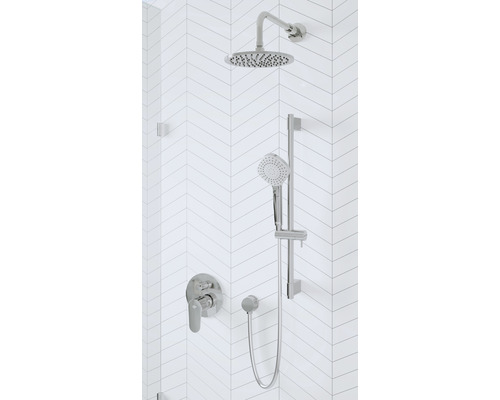 Sprcha s hlavovou sprchou, ruční sprchou a sprchovým termostatem