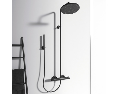 Nástěnný sprchový systém s hlavovou sprchou, ruční sprchou a termostatickou baterií