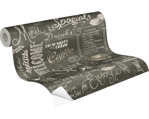 Role tapety s designem tabule včetně jídelního lístku s nápoji a jídlem