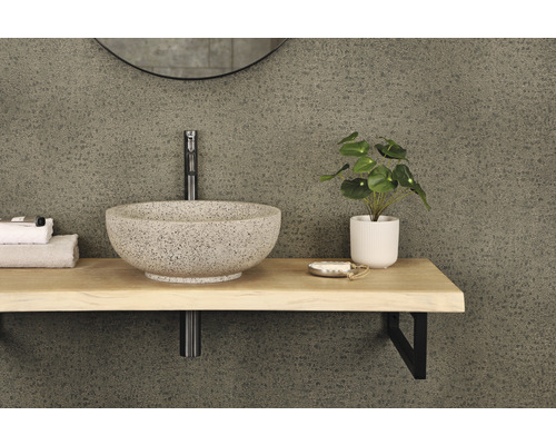 Koupelnová umyvadlová deska s umyvadlem na desku, baterií, policí a dekorací