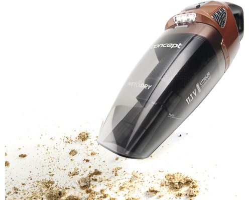 Akumulátorový ruční vysavač Concept při čištění nečistot