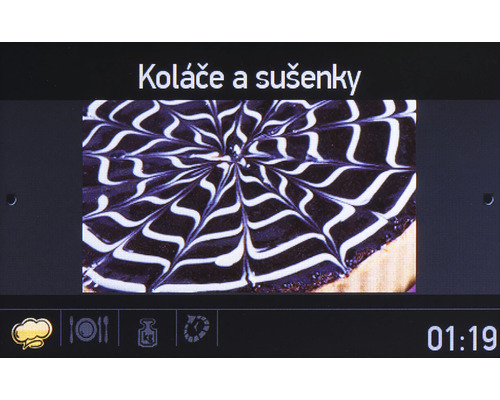 Displej s koláči a sušenkami.