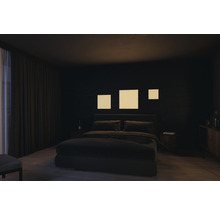 Ložnice s manželskou postelí, nočními stolky, komodou a nástěnnými malbami