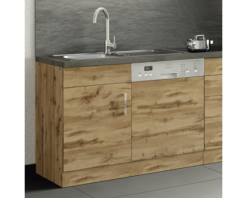 Kuchyňská spodní skříňka s dřezem, vodovodní baterií a myčkou nádobí