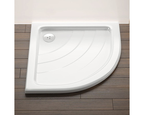 Bílá rohová sprchová vanička ze sanitárního akrylátu