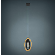 Závěsná lampa s dřevěnými a kovovými prvky