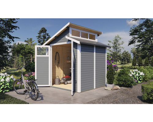 Dřevěný zahradní domek Konsta Studio Basic 210 x 202 cm světle šedý