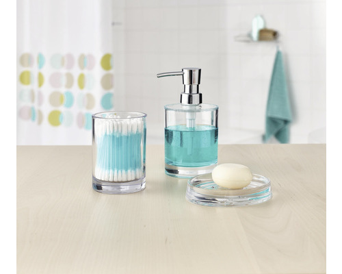 Koupelnová sada s dávkovačem mýdla, nádobou na vatové tyčinky a miskou na mýdlo