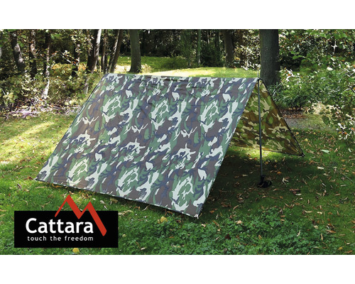 Plachta Cattara s maskovacím vzorem venku